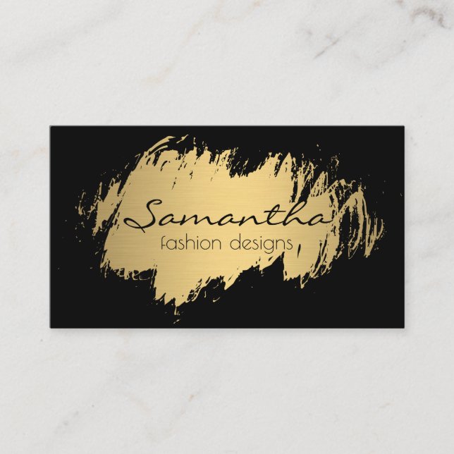 Elegant Gold Brushed / Black Business Card (Front)