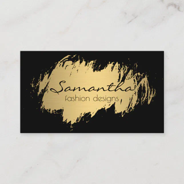 Elegant Gold Brushed / Black Business Card | Zazzle