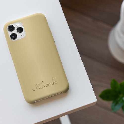 Elegant Gold Brushed Metal Name iPhone 14 Pro Max Case