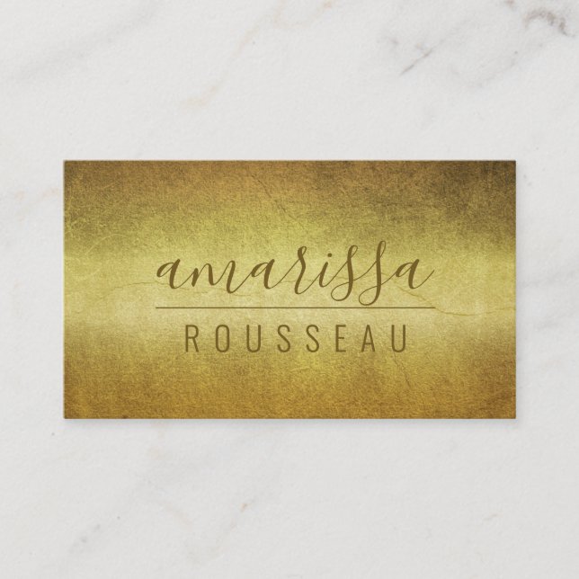 Elegant Gold Brushed Metallic Minimalist Business Card (Front)