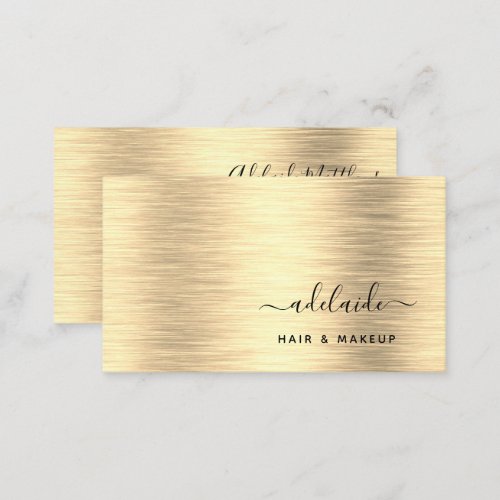 Elegant Gold Brushed Metallic Monogram Name Script Business Card