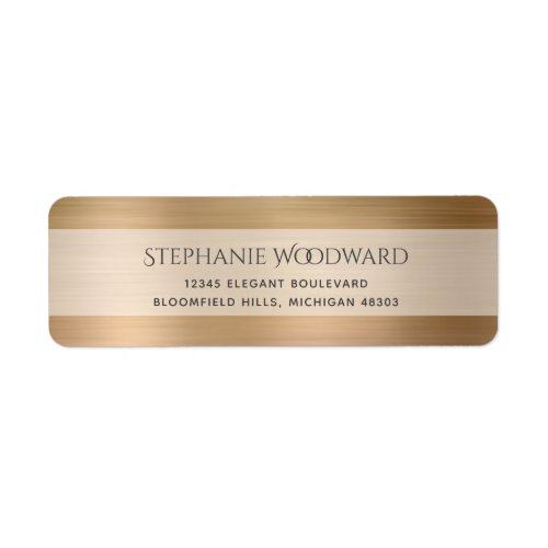 Elegant Gold Brushed Metallic Return Address Label
