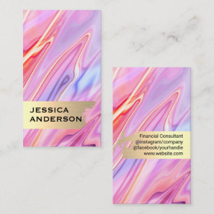 Elegant Gold Brushed Rainbow Liquid Background Business Card