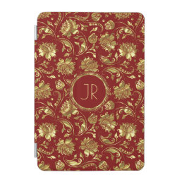 Elegant Gold &amp; Burgundy Floral Damasks iPad Mini Cover