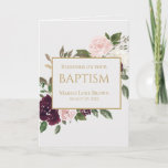 Elegant Gold Burgundy Pink Blessings Christening  Card