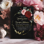 Elegant Gold Burgundy Red and Black Floral Wedding Foil Invitation<br><div class="desc">Romantic and modern floral wedding invitation with the black and burgundy red - classic colors that never go out of style.</div>