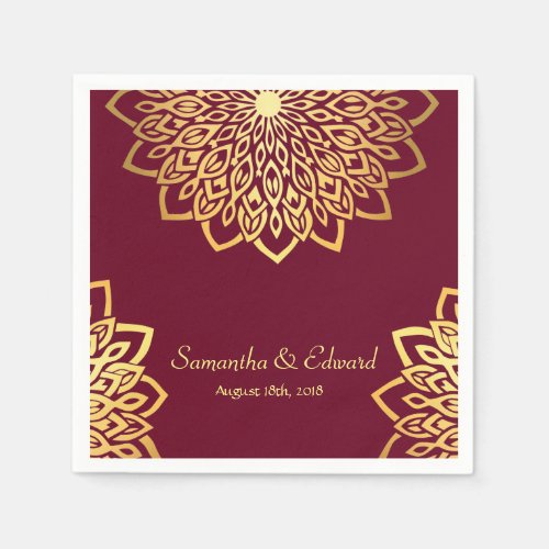 Elegant Gold Burgundy Wedding Napkins