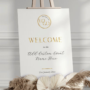 Elegant Gold Business Logo Corporate Event Sign