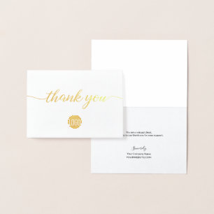 Elegant Gold Business logo Thank you Foil Card