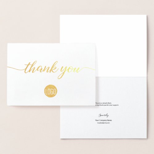 Elegant Gold Business logo Thank you Foil Foil Card