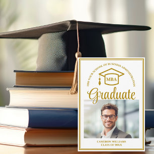 Elegant Gold Business School Graduation MBA Photo Announcement