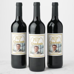 Elegant Gold Business School Graduation MBA Photo Wine Label