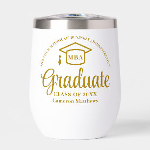 Elegant Gold Business School Graduation MBA Thermal Wine Tumbler