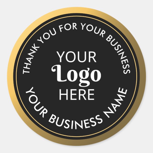 Elegant Gold Business Thank You Company Logo Classic Round Sticker (Front)