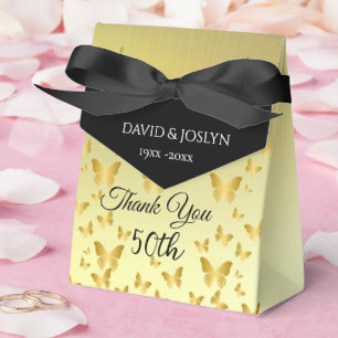 Elegant Gold Butterflies 50th Wedding Anniversary Favor Boxes