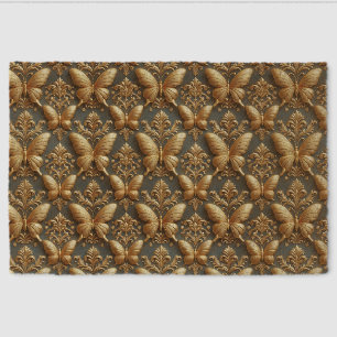 Elegant Gold Butterflies Pattern Fiber Doormat