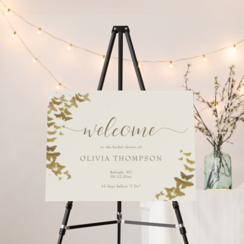 Elegant Gold Butterfly Boho Bridal Shower Welcome Foam Board