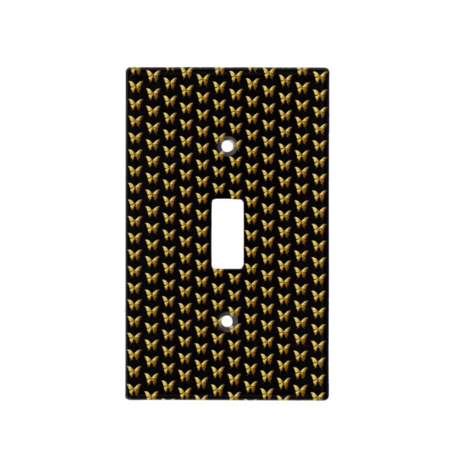 Elegant Gold Butterfly Pattern Light Switch Cover (Front)