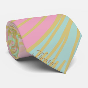 Elegant Gold Butterfly Pink Violet Background Neck Tie