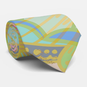 Elegant Gold Butterfly Pink Violet Neck Tie