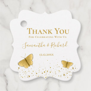 Elegant Gold Butterfly Wedding Thank You Favor Tags