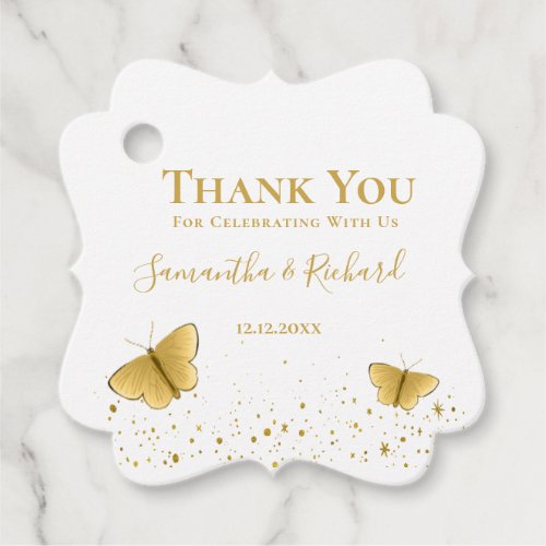 Elegant Gold Butterfly Wedding Thank You  Favor Tags