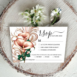 Elegant Gold Calla Lily Wedding | Green & Ivory RSVP Card