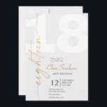 Elegant Gold Calligraphy 18th Birthday Party Invitation<br><div class="desc">This elegant gold calligraphy 18th birthday invitation is perfect for a simple birthday party. The neutral design features a minimalist card decorated with romantic and whimsical gold typography.</div>