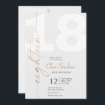 Elegant Gold Calligraphy 18th Birthday Party Invitation<br><div class="desc">This elegant gold calligraphy 18th birthday invitation is perfect for a simple birthday party. The neutral design features a minimalist card decorated with romantic and whimsical gold typography.</div>