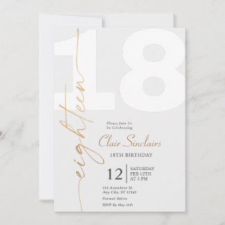Elegant Gold Calligraphy 18th Birthday Party Invitation