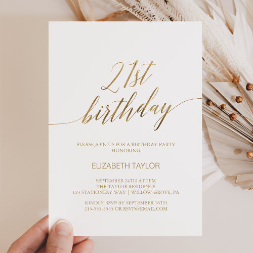 Elegant Gold Calligraphy 21st Birthday