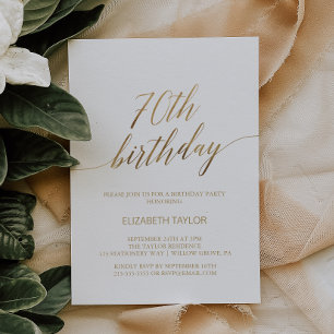 Elegant Gold Calligraphy 70th Birthday Invitation