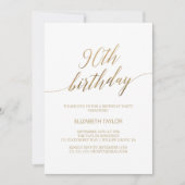 Elegant Gold Calligraphy 90th Birthday Invitation (Front)