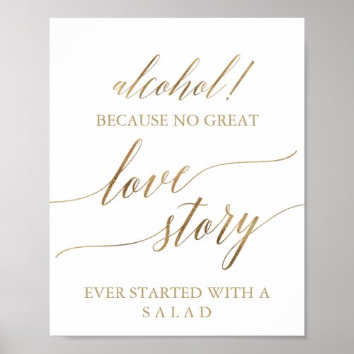 Elegant Gold Calligraphy Alcohol Love Story Sign