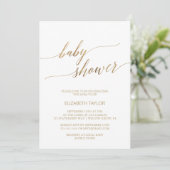 Elegant Gold Calligraphy Baby Shower Invitation (Standing Front)