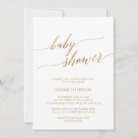 Elegant Gold Calligraphy Baby Shower Invitation