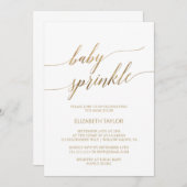 Elegant Gold Calligraphy Baby Sprinkle Invitation (Front/Back)