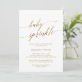 Elegant Gold Calligraphy Baby Sprinkle Invitation (Standing Front)