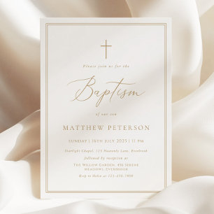 Elegant Gold Calligraphy Baptism Invitation