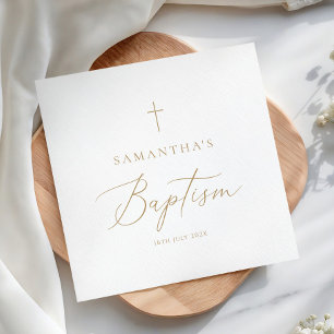 Elegant Gold Calligraphy Baptism Napkins