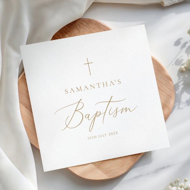 Elegant Gold Calligraphy Baptism Napkins (Creator Uploaded)
