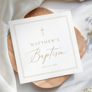 Elegant Gold Calligraphy Baptism Napkins