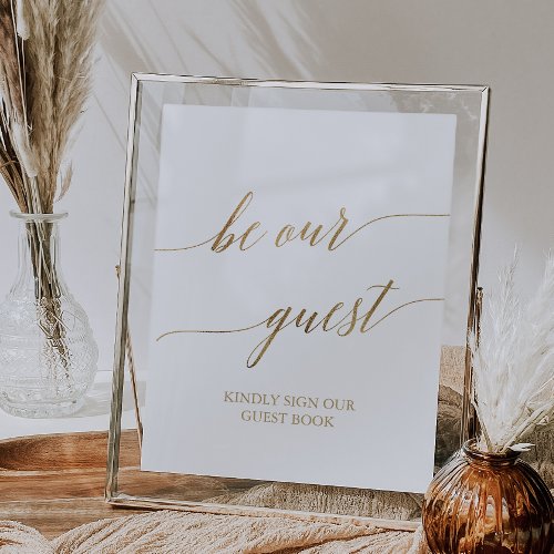 Elegant Gold Calligraphy Be Our Guest Book Sign