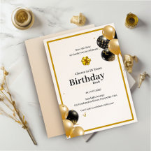 Elegant Gold Calligraphy Birthday Invitation