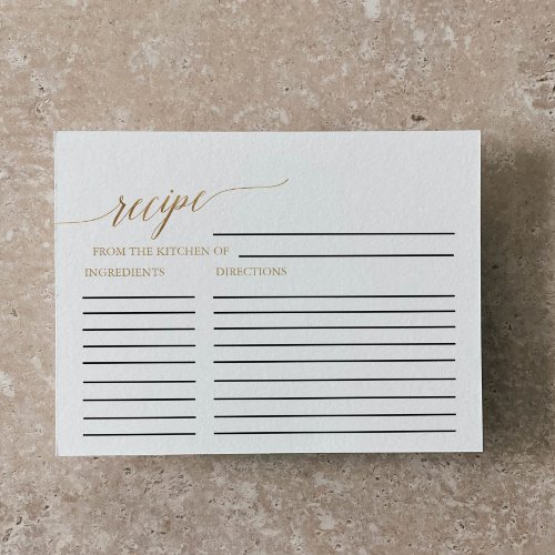 Elegant Gold Calligraphy Bridal Recipe Cards