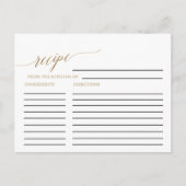 Elegant Gold Calligraphy Bridal Recipe Cards (Front)