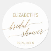 Elegant Gold Calligraphy Bridal Shower Favor Classic Round Sticker (Front)