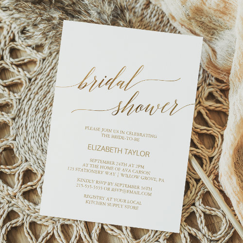 Elegant Gold Calligraphy Bridal Shower