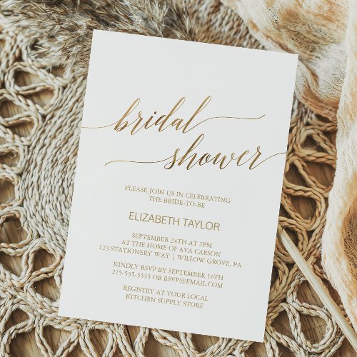 Elegant Gold Calligraphy Bridal Shower Invitation