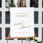 Elegant Gold Calligraphy Bridal Shower Welcome Foam Board<br><div class="desc">This elegant gold calligraphy bridal shower welcome foam board sign is perfect for a simple wedding shower. The neutral design features a minimalist sign decorated with romantic and whimsical faux gold foil typography. Customize the sign with the name of the bride-to-be,  and the date and location of the shower.</div>